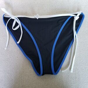 *NWOT Aerie  Women's Cheeky Black‎ Blue White String Bikini Bottom Sz XXL